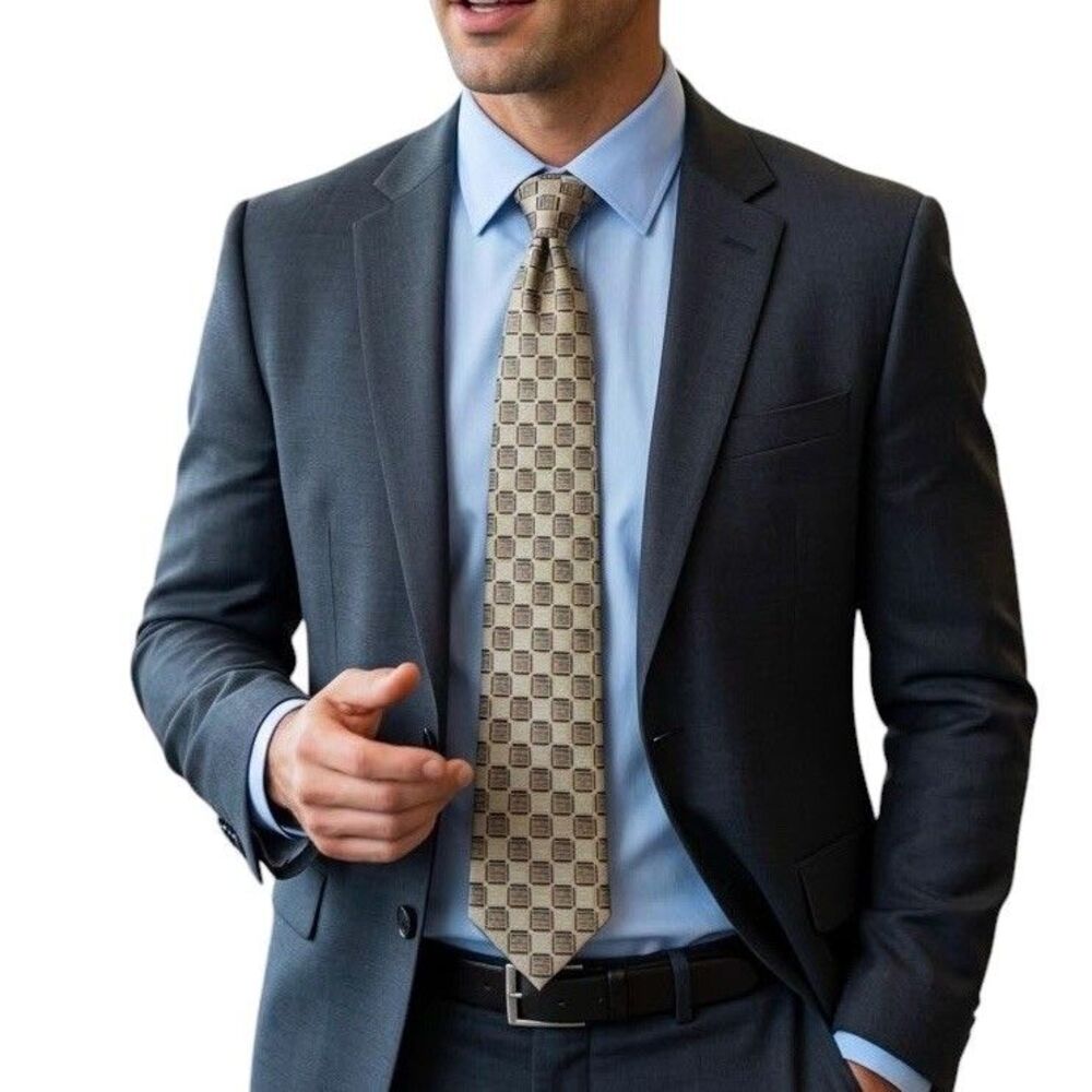 Courage Gold Bronze Geometric Silk Necktie 57 In Professional